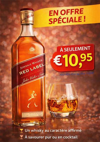 Angebotsplakat: Johnnie Walker Red Label, Whisky, 70 cl
