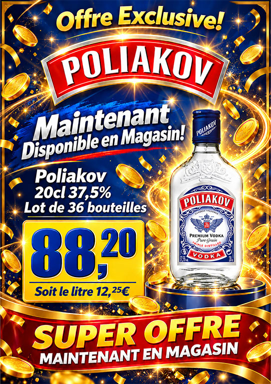 Poliakov · 20 cl · 37,5 % · 36 bouteilles · 88,20 € par lot
