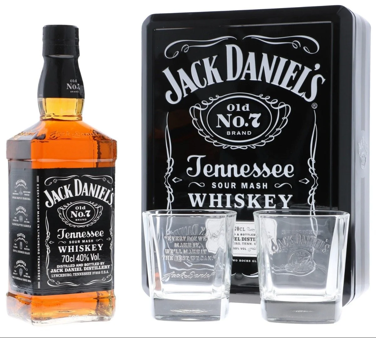 Jack Daniels Box + 2 Verres 70 cl