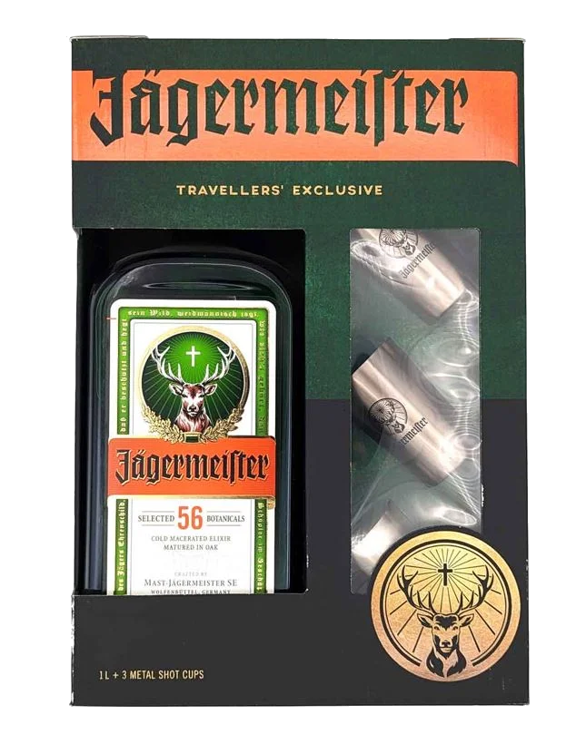 Jägermeister Travellers Exclusi +3 Metal Shot Cups Vo 100 cl